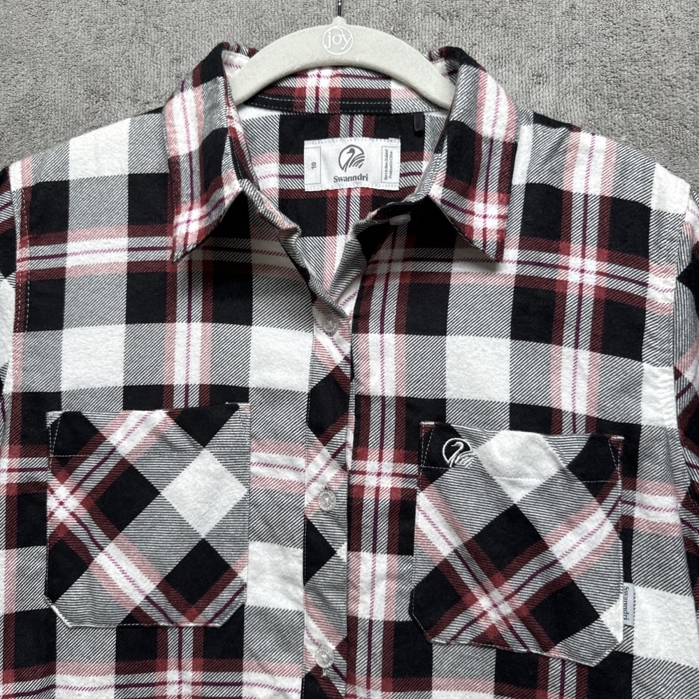 SWANNDRI Womens Egmont Flannel Shirt Size 10 Blue Plaid Western Rodeo